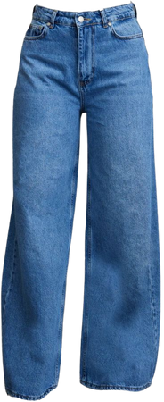 Mid Blue Wash Baggy Long Leg Wide Leg Jeans | PrettyLittleThing USA