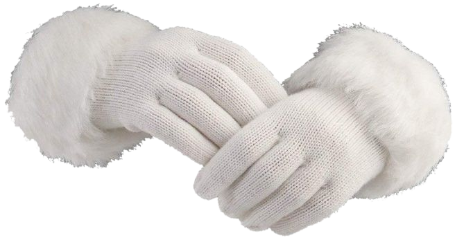 Foxy Faux Fur Trimmed Knit Gloves - White - CA11XI41GEB