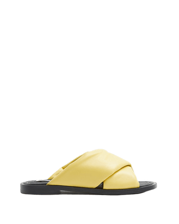 Yellow leather cross over sandals | River Island