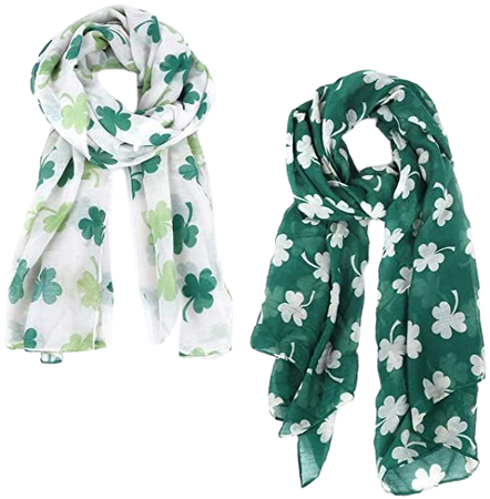 Amazon.com: Green Shamrock St. Patrick's Day 2-Pack Scarf Set for Women: Clothing