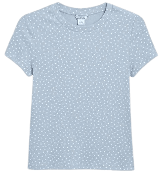 Ribbed tee - Blue polka dots - T-shirts - Monki WW