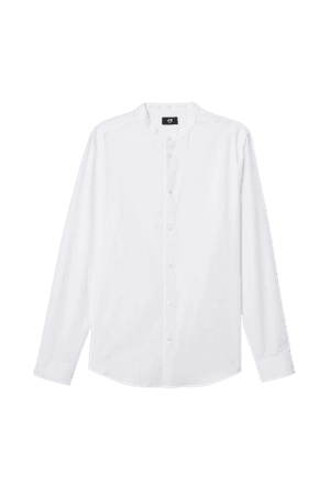 Band-collar Shirt Slim fit - White - Men | H&M US