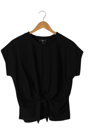 Black T-Shirt - Knot-Front T-Shirt - Knotted Tee - Women's Tops - Lulus