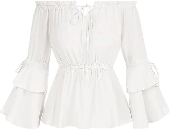 Amazon.com: White Peplum Tops for Women Dressy Casual Shirt Summer Bell Sleeve Tops Renaissance Peasant Blouse White XL : Clothing, Shoes & Jewelry