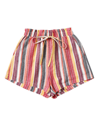 Knot Waist Striped Shorts | SHEIN USA