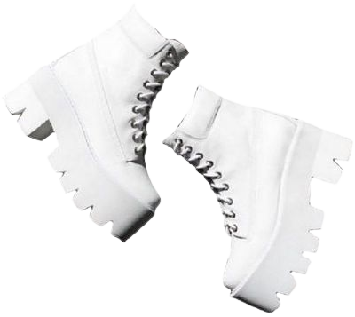 *clipped by @luci-her* White Platform Ankle Combat Boots