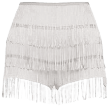 white fringe shorts