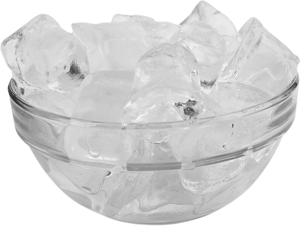 bowl of ice cubes