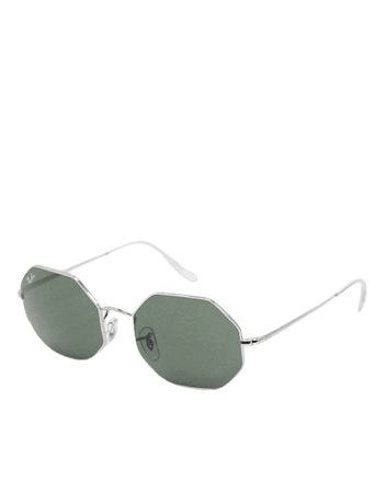 Rayban hexagonal sunglasses in silver | ASOS