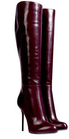 burgundy knee high heels boots