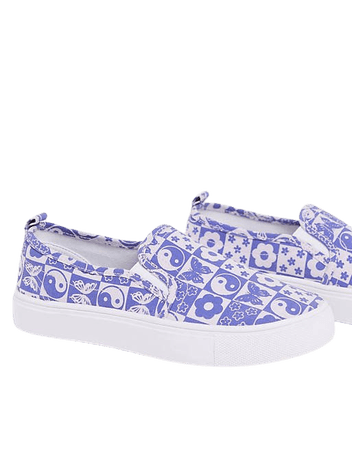 ASOS DESIGN Wide Fit Dotty slip-on canvas sneakers in flower print | ASOS