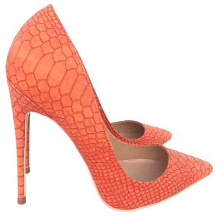 Salmon orange snake skin heels