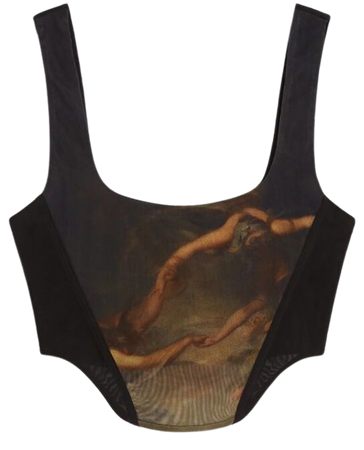 Tulle corset top with Art Series print - Tops - Woman | Bershka