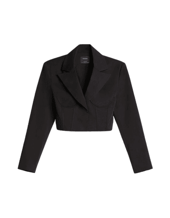 Black Cropped corset blazer - Outerwear - Woman | Bershka