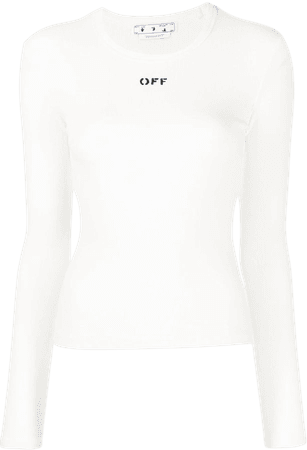 Off-White logo-print Ribbed long-sleeved T-shirt - Farfetch
