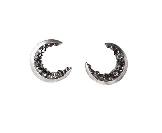 Amazon.com: Silver Plated Crescent Moon Stud Earrings: Handmade