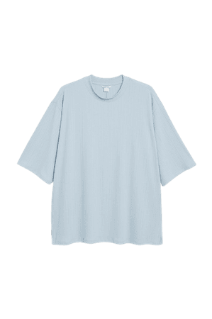 Wide rib oversized t-shirt - Light blue - T-shirts - Monki WW