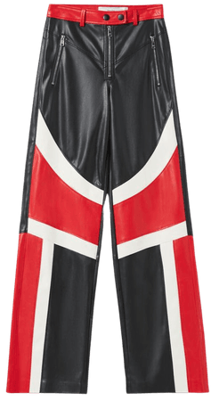 Wide-leg faux leather racing pants - Pants - Woman | Bershka