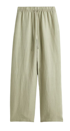 Linen-blend Pull-on Pants - Light khaki green - Ladies | H&M US