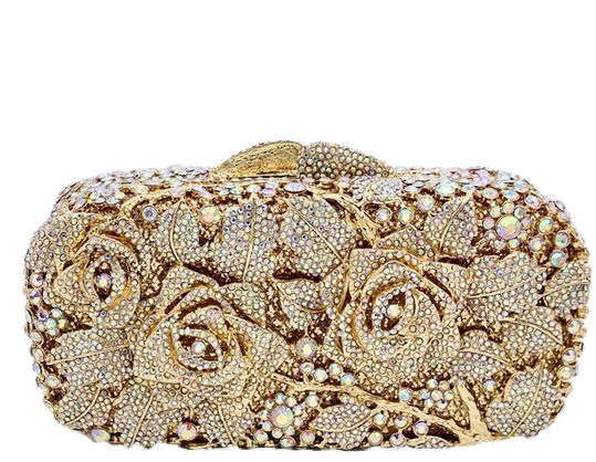 Bridal Metal Clutch Floral Rose Bag Women Crystal Gold Evening Bag Wedding Party Handbags Purse Lady Diamond Rhinestone Clutches Y18102204 Overnight Bags Black Bags From Gou04, $130.34| DHgate.Com
