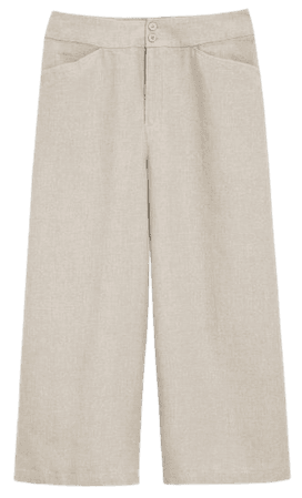 dark beige linen capri pants