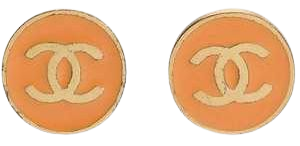 Chanel Orange Logo Earrings