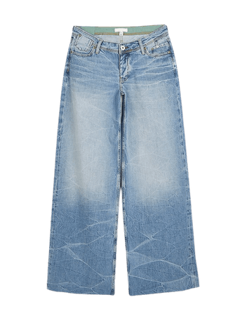 Blue low rise wide leg jeans | River Island