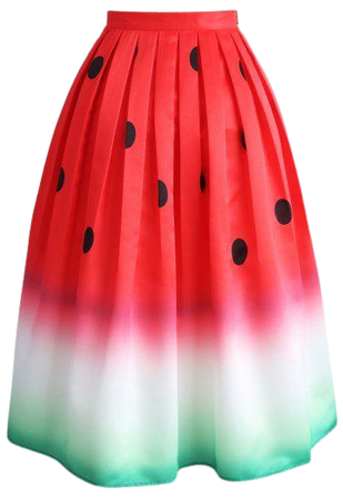 Watermelon Printed Midi Skirt - Retro, Indie and Unique Fashion