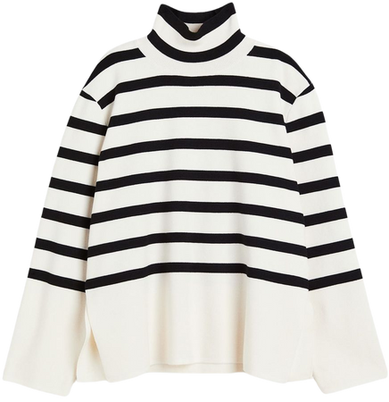 Mock Turtleneck Sweater - Cream/striped - Ladies | H&M US