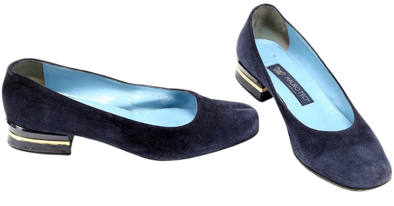US 6.5 Navy Ballet Flats 80s Deep Blue Suede MAURO TECI Midi | Etsy