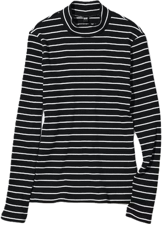 Ribbed Striped High Neck Long-Sleeve T-Shirt | UNIQLO US