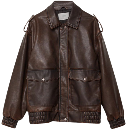 Faded faux leather aviator jacket - Women's See all | Stradivarius United States