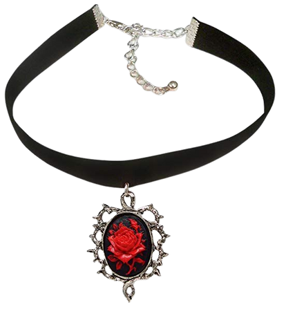 Amazon.com: Gothic Red Rose Cameo Black Velvet Choker Adjustable Size Cosplay Jewelry: Jewelry