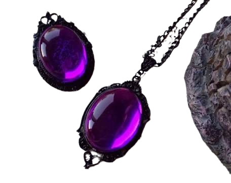 Purple gothic necklace and brooch