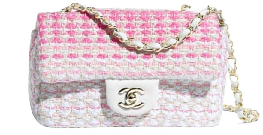 Chanel Tweed White and Pink Bag