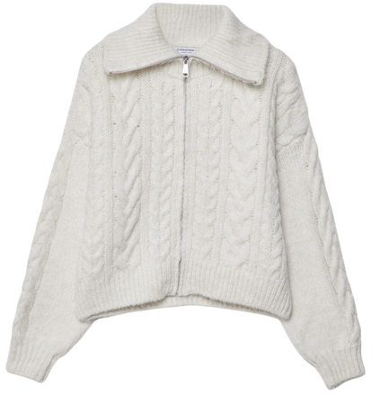 Cable-knit cardigan with zip - Women's See all | Stradivarius United States