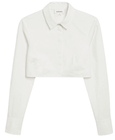 White cropped button up shirt - White - Monki WW