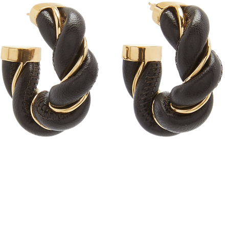 Twist Leather And Gold-Plated Sterling Silver Hoop Earrings By Bottega Veneta | Moda Operandi