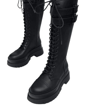 Lace-up platform boots with buckles - Accessories - Woman | Bershka