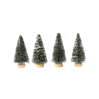 4pk Flocked Bottle Brush Christmas Tree Set Decorative Figurine Green - Wondershop™ : Target