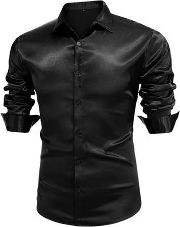 Black Satin Men's Dress Shirt