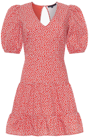 Elao Birch Poplin Puff Sleeve Dress Hibiscus– French Connection US