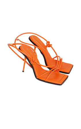 Orange Square Toe Edge Strappy High Heeled Sandals | PrettyLittleThing USA