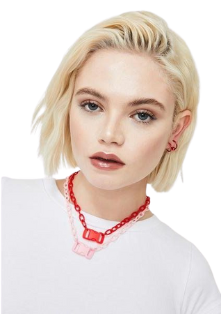 Buckle Clip Layered Chain Choker - Red Pink | Dolls Kill