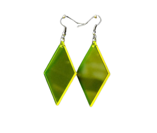 Diamond geometric earring in bright neon colours. Fun fashion for your party or night out. A bold statement earring (With images) | Geometric earrings, Neon colors, Geometric