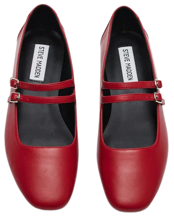 ALISAH Red Leather Mary Jane Flat | Women's Flats – Steve Madden