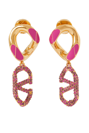 Valentino Garavani VLOGO gold-tone, crystal and enamel earrings