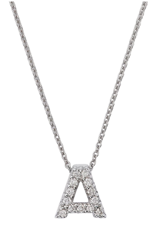 Roberto Coin – 18K White Gold "Love Letter" Initial Pendant Necklace with Diamonds, 16"
