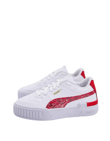 Puma Cali Sport sneakers in white and red paisley | ASOS