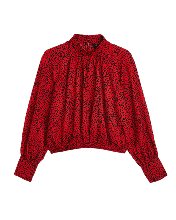 Red animal print blouse | River Island